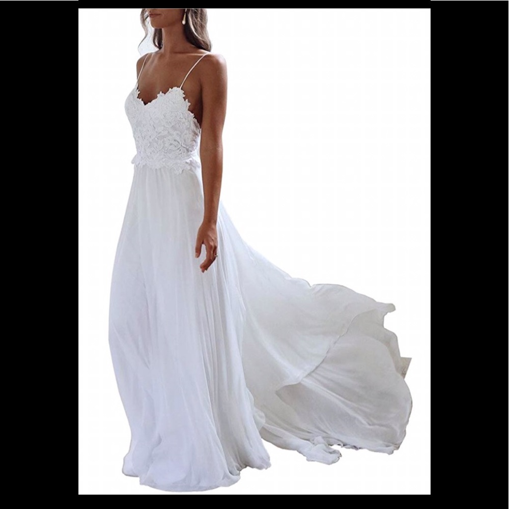 XJLY White Spaghetti Wedding Dress ( never worn)